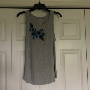 Flower Embroidered American Eagle Tank